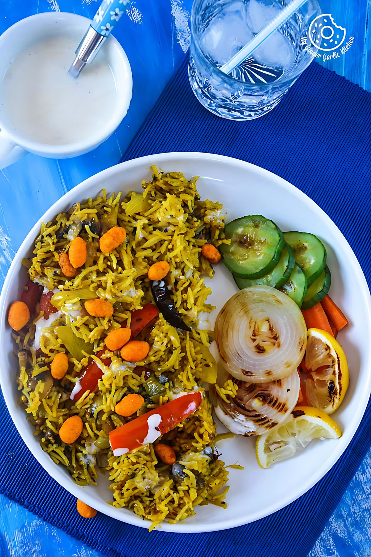 Mushroom Pepper Pilaf with Grilled Veggies