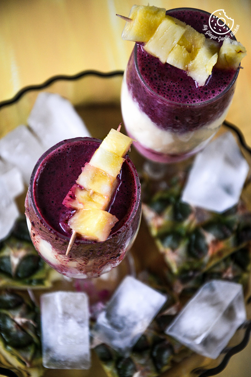 recipe-pineapple-blueberry-raspeberry-breakfast-smoothie|mygingergarlickitchen.com/ @anupama_dreams