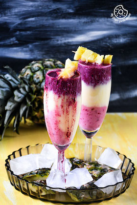 Pineapple Blueberry Raspberry Breakfast Layered Smoothie