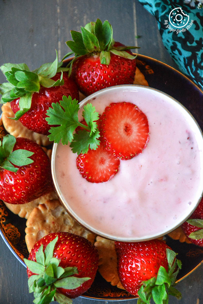 Image - recipe strawberry cheesecake dip for fruits and snacks anupama paliwal my ginger garlic kitchen 4 683x1024
