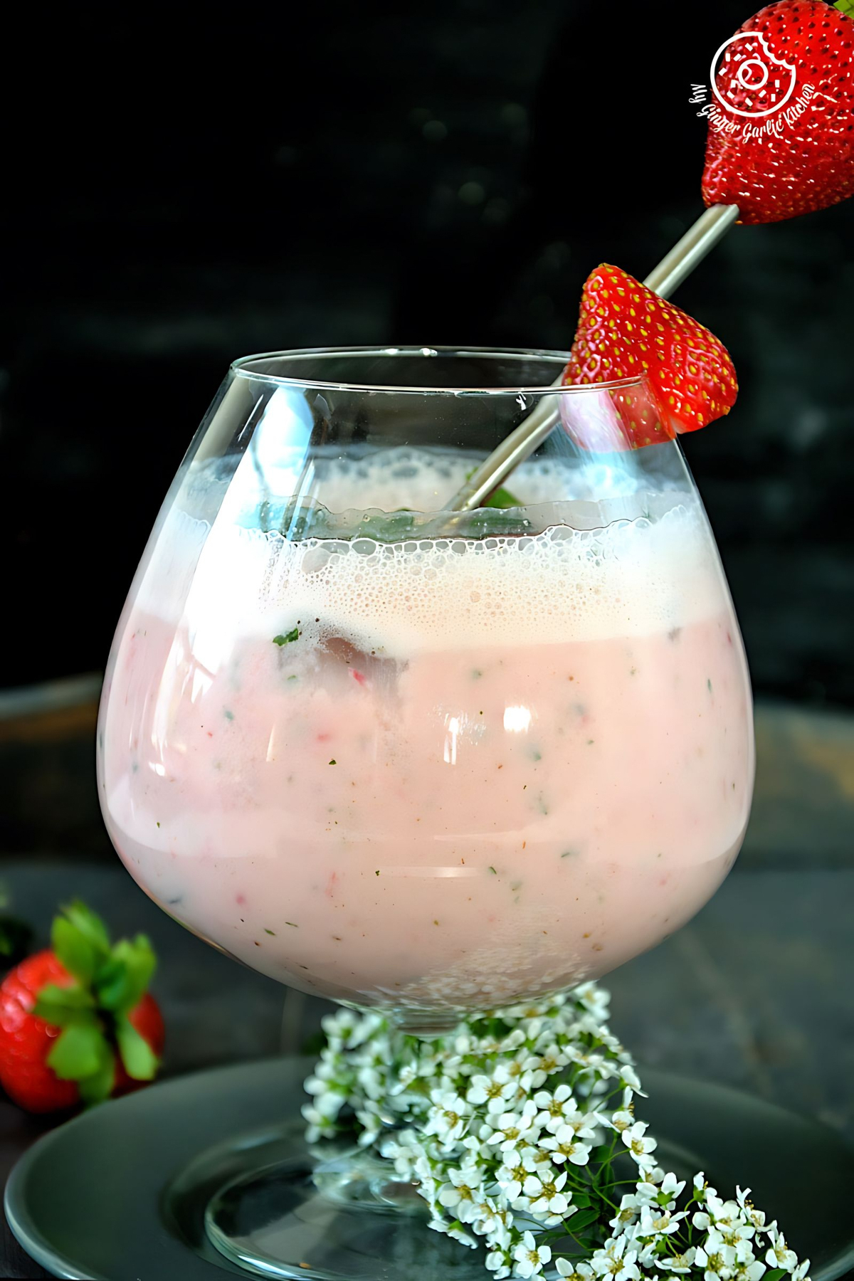 Strawberry Masala Chaas (Spiced Strawberry Buttermilk)