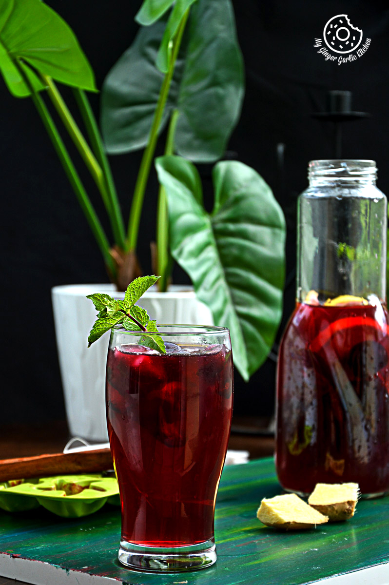 recipe-cherry-iced-tea-with-lemon-mint-ginger-and-honey||mygingergarlickitchen.com/ @anupama_dreams