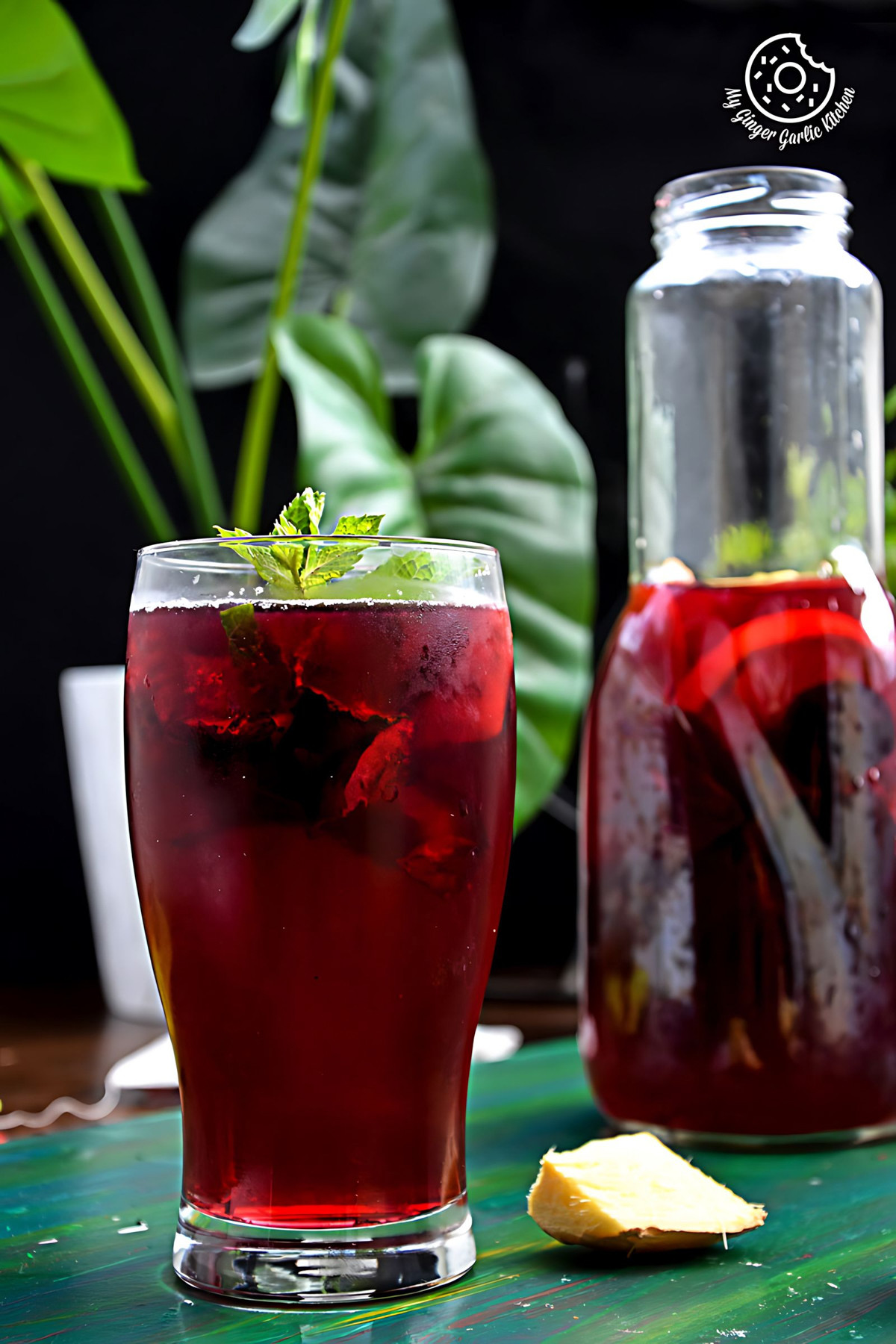 Cherry-Berry Iced Tea With Lemon Mint Ginger And Honey