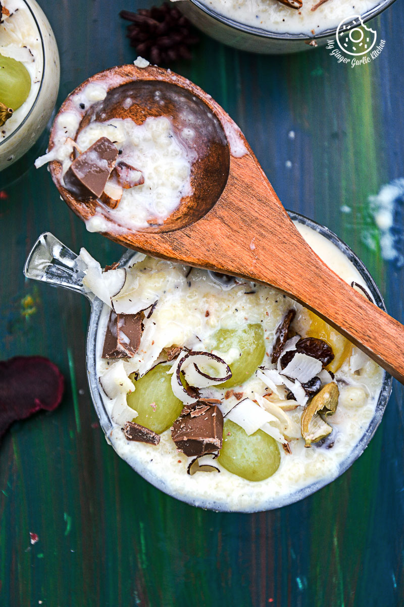 recipe-creamy-fruit And-nut-couscous-paneer-pudding -with-chocolate|mygingergarlickitchen.com/ @anupama_dreams