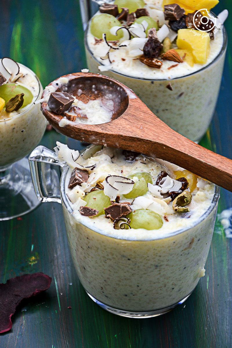 recipe-creamy-fruit And-nut-couscous-paneer-pudding -with-chocolate|mygingergarlickitchen.com/ @anupama_dreams