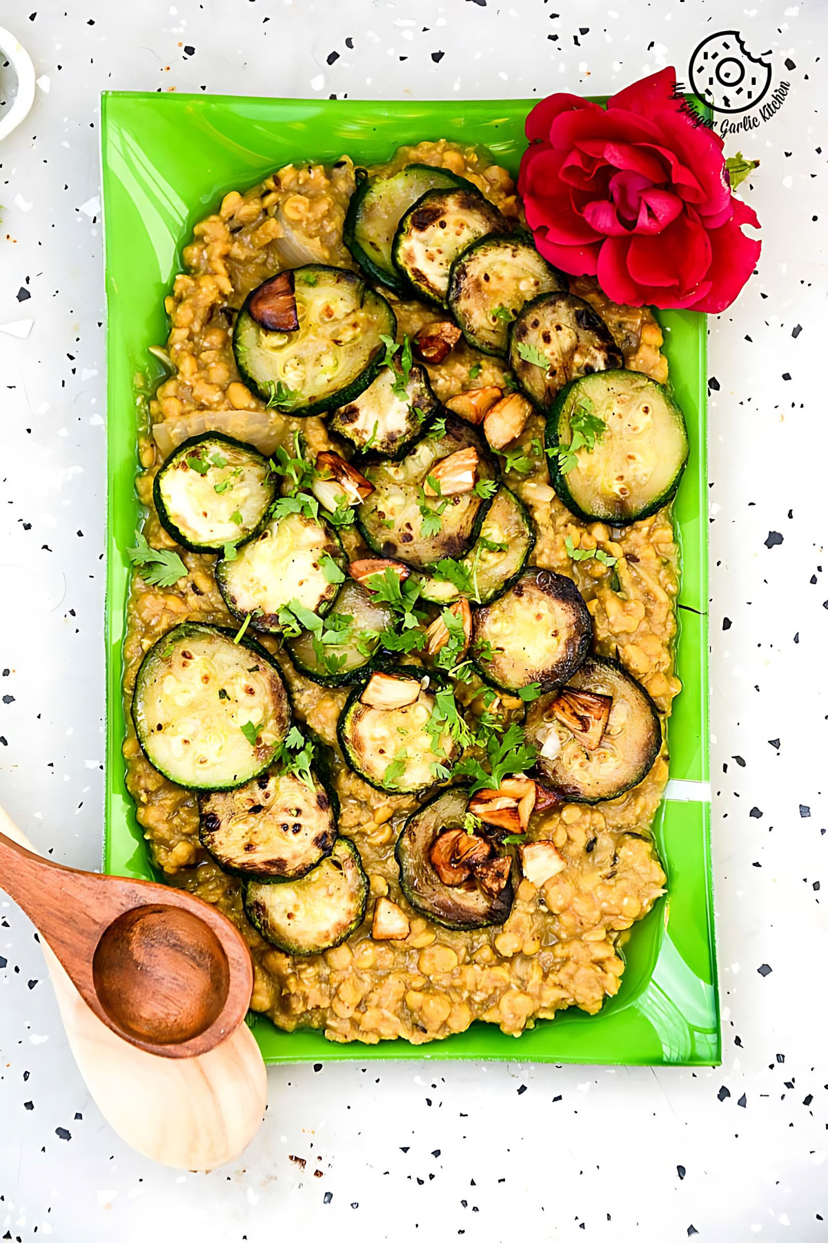 Garlic Roasted Zucchini with Spiced Split Bengal Gram