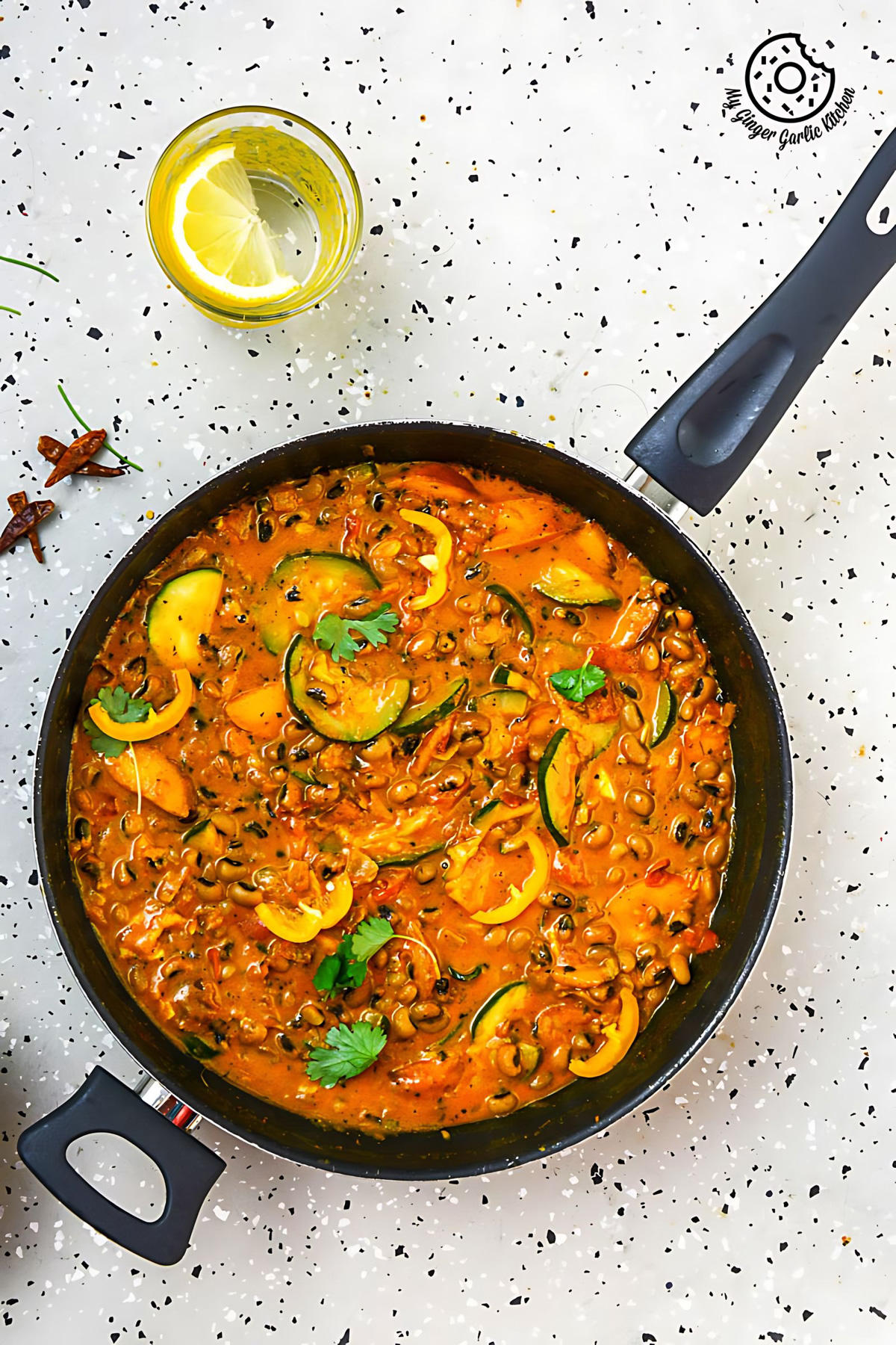 Image of Black Eyed Bean Zucchini Peach Curry