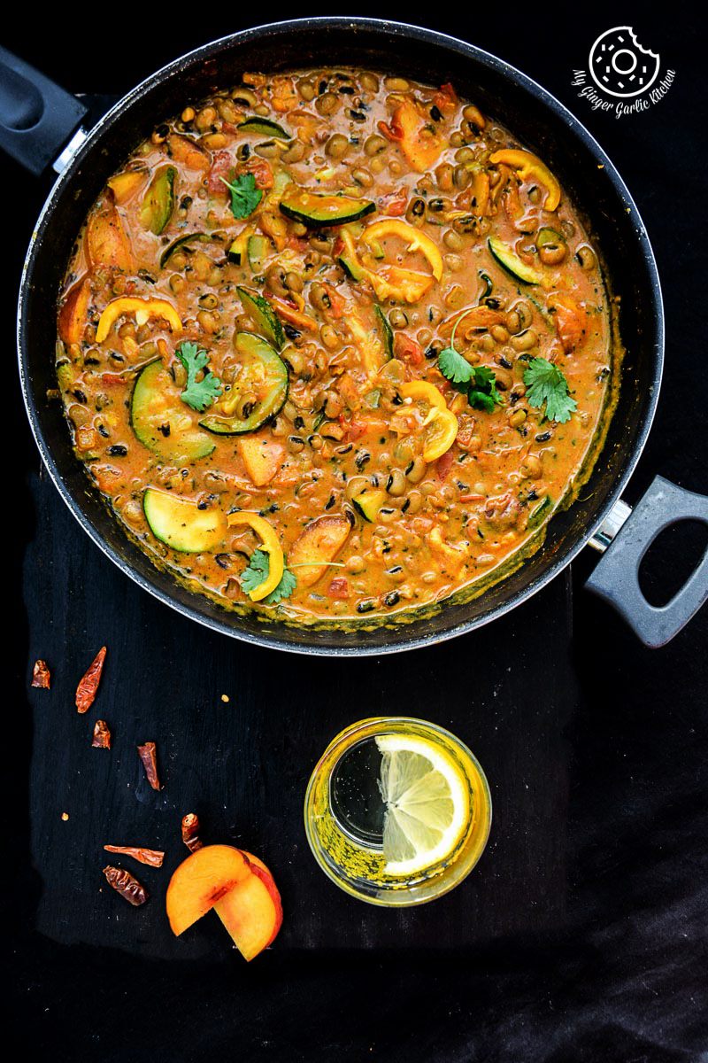 recipe-Black-Eyed-Bean-Zucchini-Peach-Curry|mygingergarlickitchen.com/ @anupama_dreams