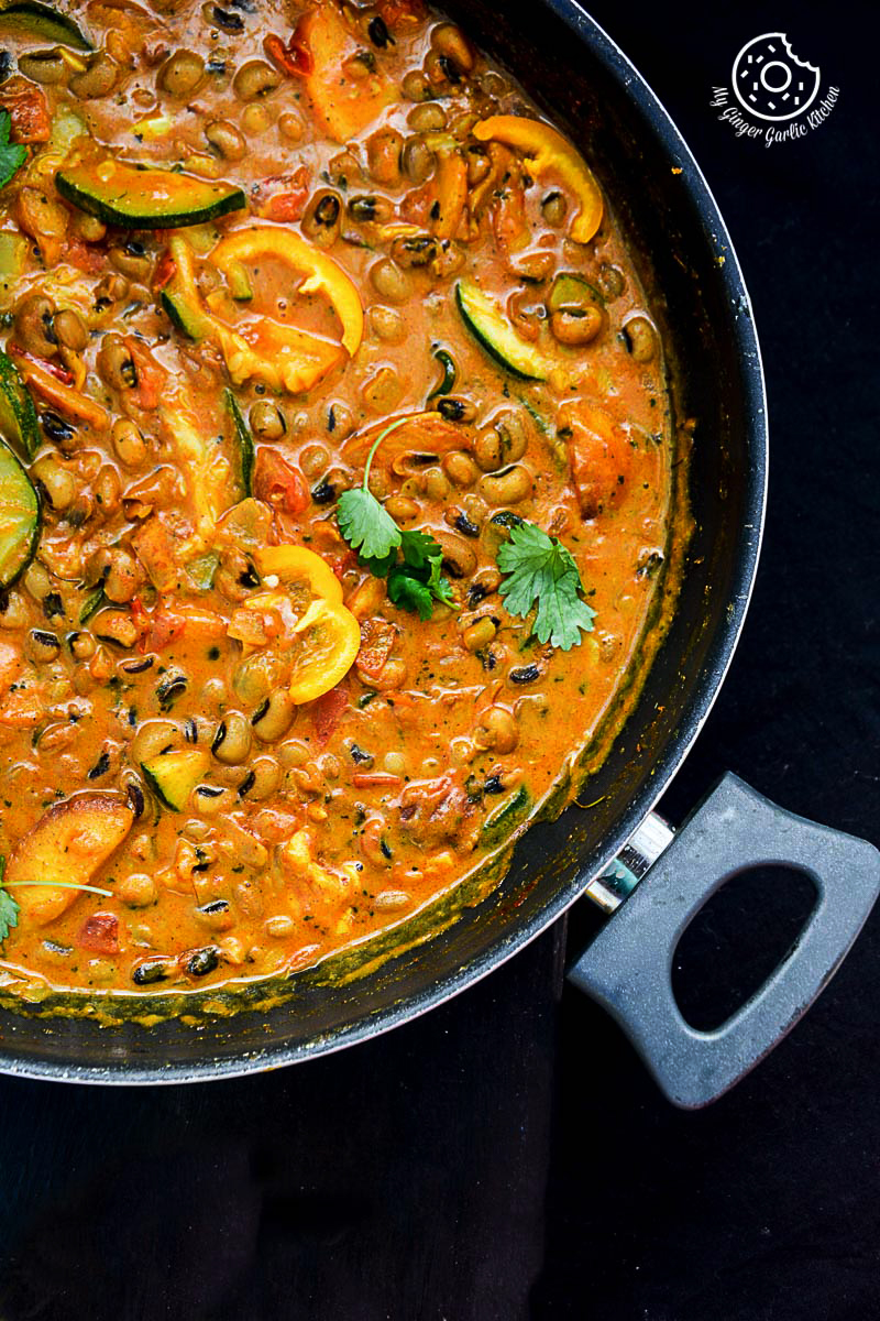 recipe-Black-Eyed-Bean-Zucchini-Peach-Curry|mygingergarlickitchen.com/ @anupama_dreams