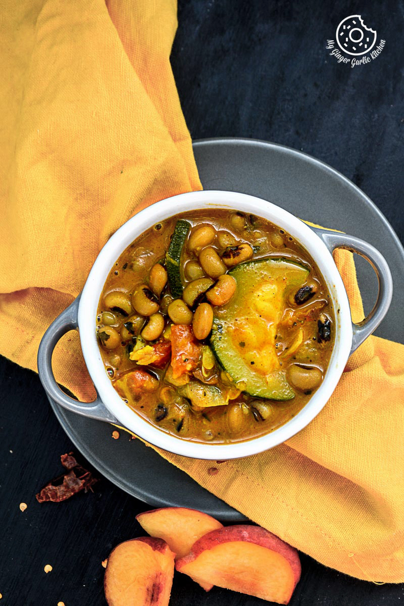 recipe-Black-Eyed-Bean-Zucchini-Peach-Curry|mygingergarlickitchen.com/ @anupama_dreams