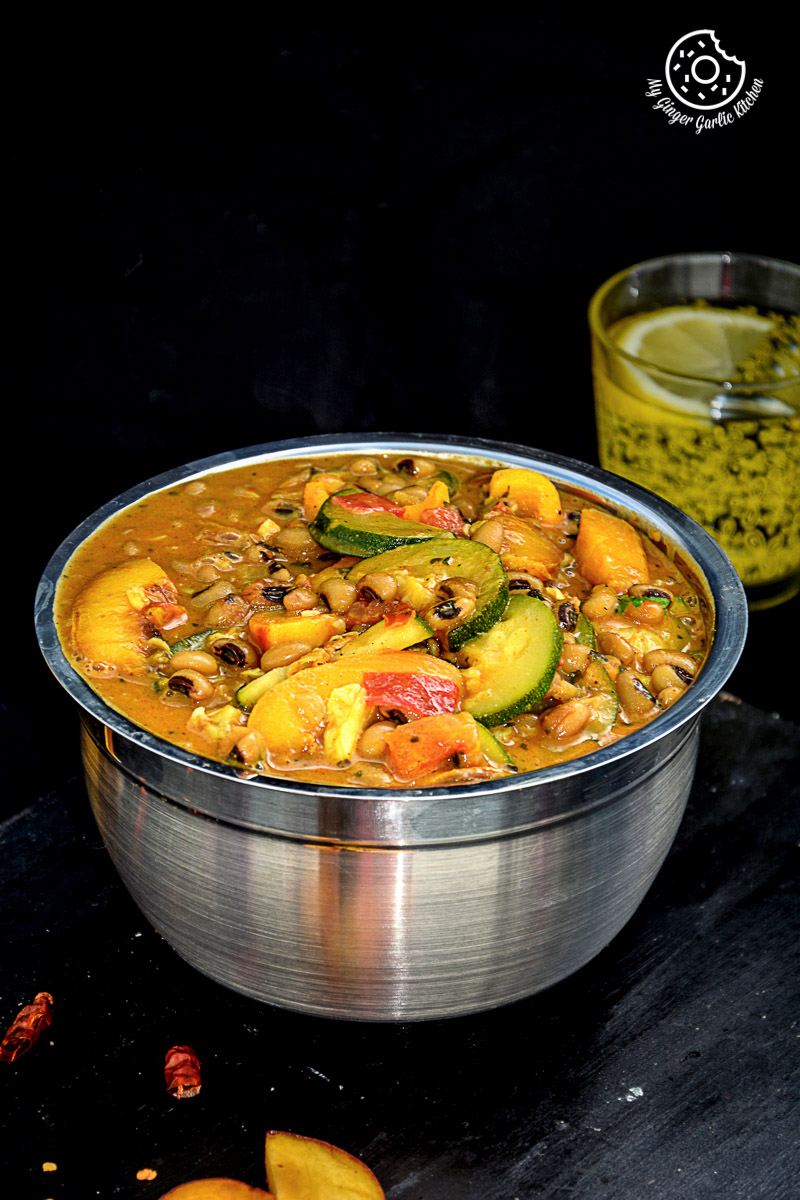 recipe-Black-Eyed-Bean-Zucchini-Peach-Curry|mygingergarlickitchen.com/ @anupama_dreams