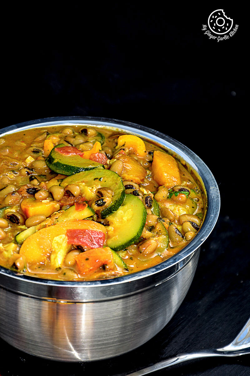 recipe-Black-Eyed-Bean-Zucchini-Peach-Curry|mygingergarlickitchen.com/ @anupama_dreams