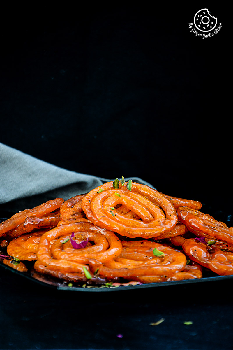 recipe-Instant-Peach-Jalebi-Topped-with-Whipped-Cream-and-Peaches|mygingergarlickitchen.com/ @anupama_dreams
