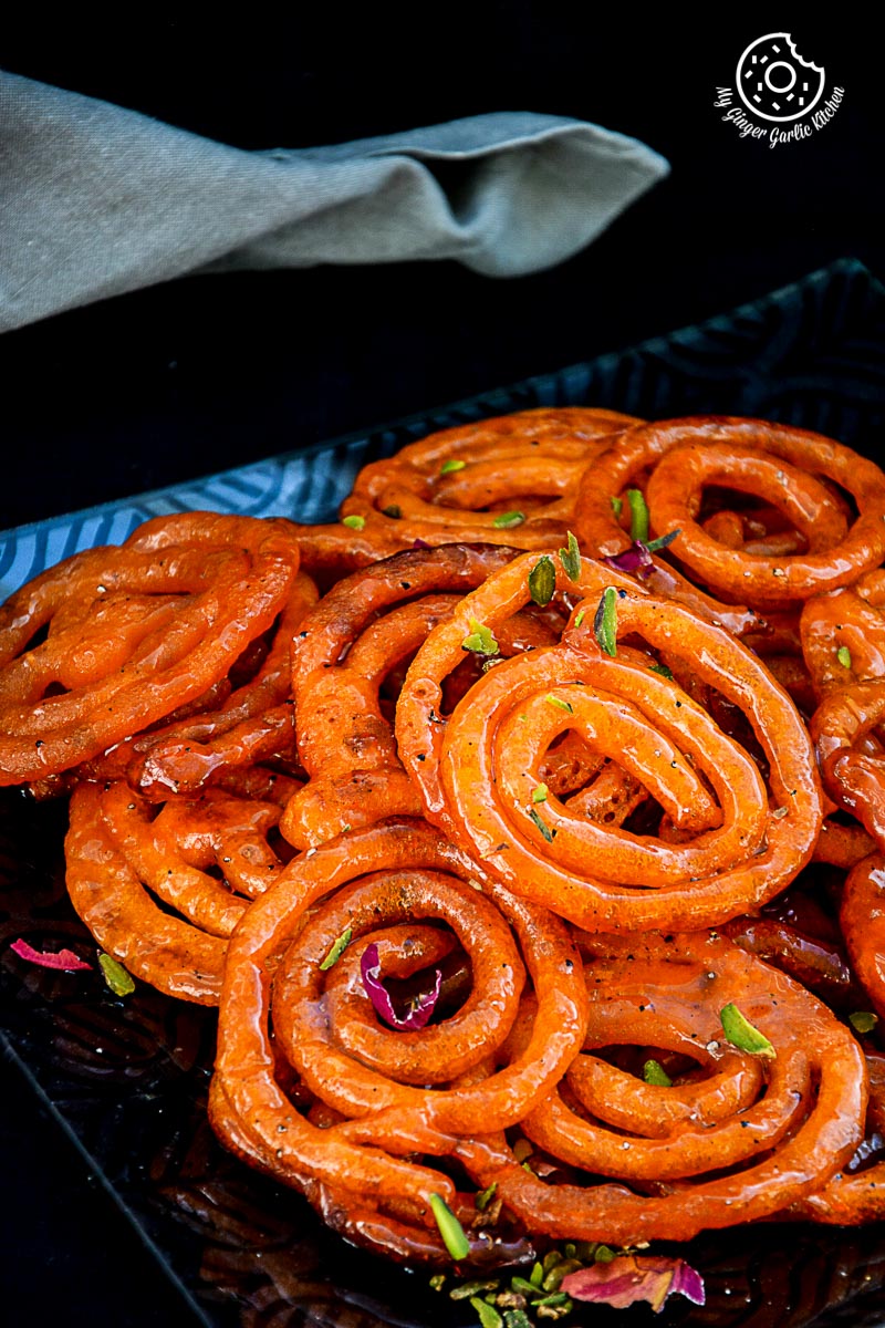 recipe-Instant-Peach-Jalebi-Topped-with-Whipped-Cream-and-Peaches|mygingergarlickitchen.com/ @anupama_dreams