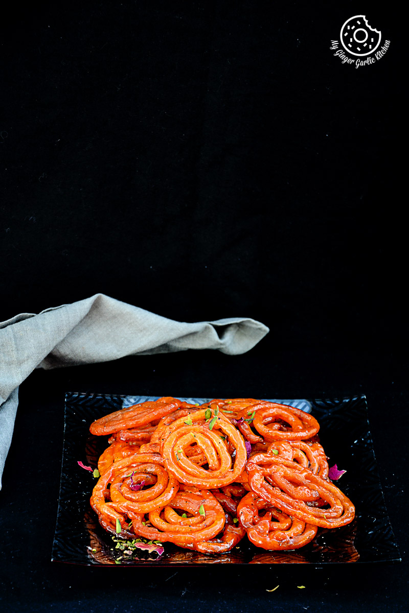 recipe-Instant-Peach-Jalebi-Topped-with-Whipped-Cream-and-Peaches|mygingergarlickitchen.com/ @anupama_dreams