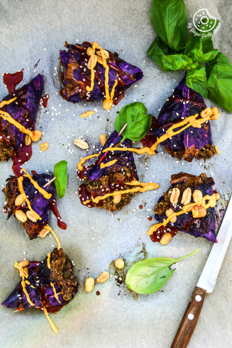 recipe-Poato-Panner-Stuffed-Roaste-Red-Cabbage-Cones-with-Sriracha|mygingergarlickitchen.com/ @anupama_dreams