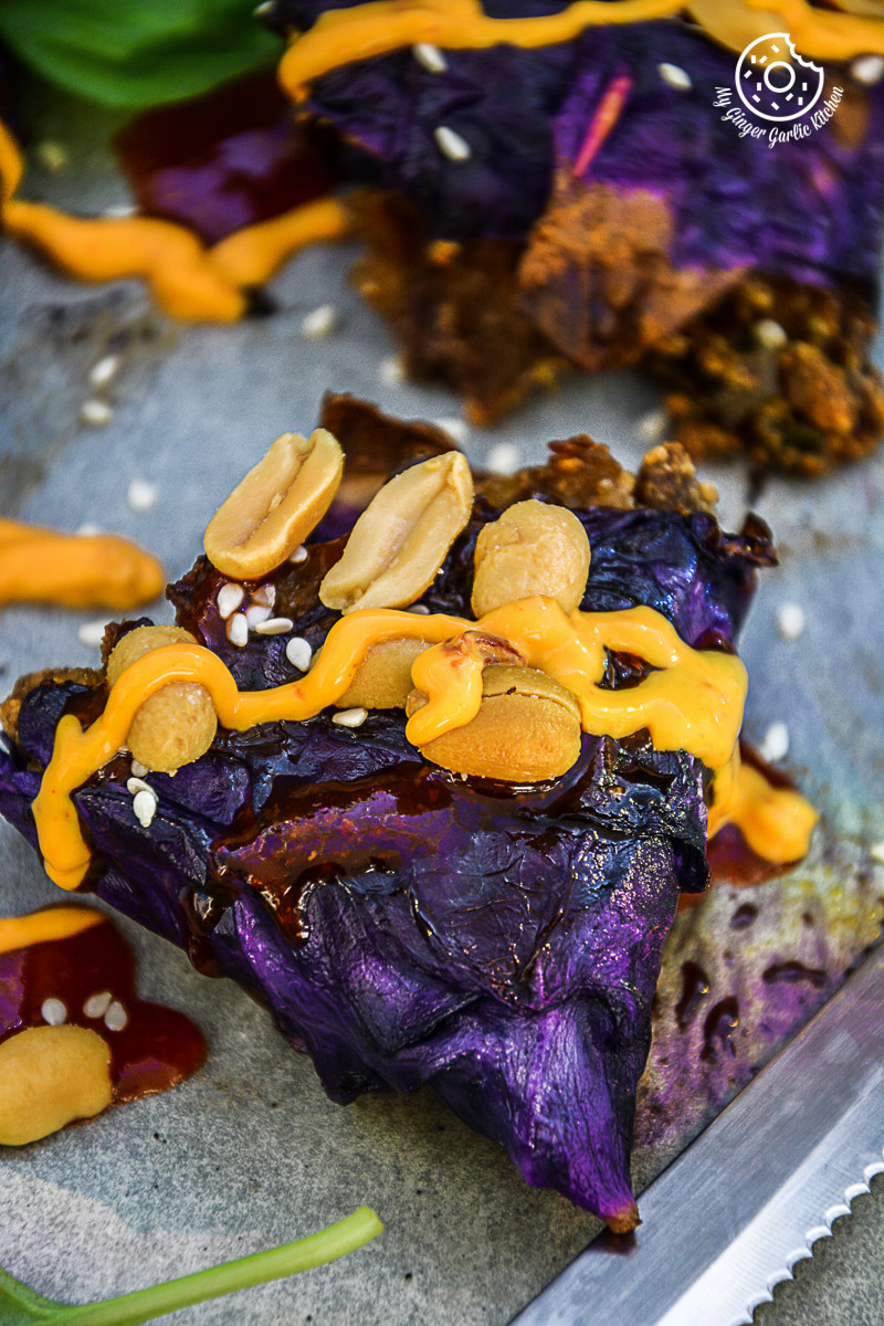 recipe-Poato-Panner-Stuffed-Roaste-Red-Cabbage-Cones-with-Sriracha|mygingergarlickitchen.com/ @anupama_dreams