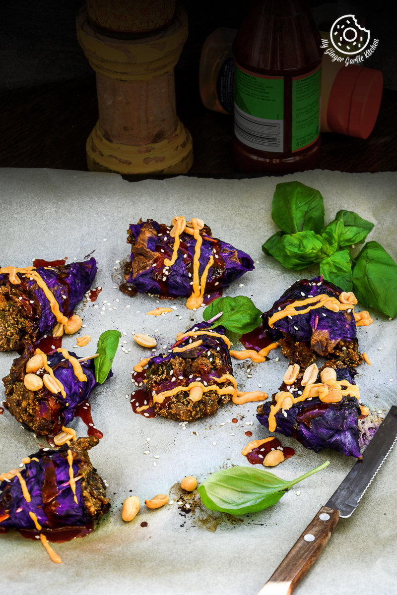 recipe-Poato-Panner-Stuffed-Roaste-Red-Cabbage-Cones-with-Sriracha|mygingergarlickitchen.com/ @anupama_dreams