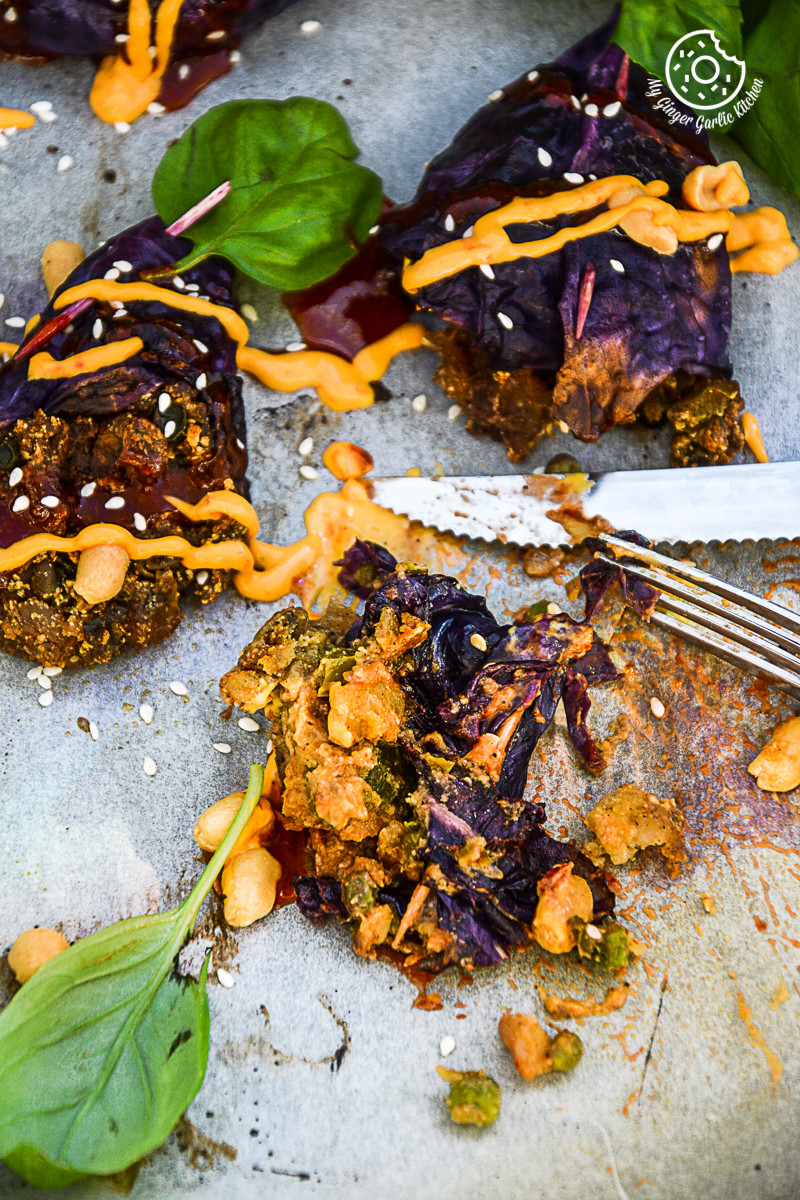 recipe-Poato-Panner-Stuffed-Roaste-Red-Cabbage-Cones-with-Sriracha|mygingergarlickitchen.com/ @anupama_dreams