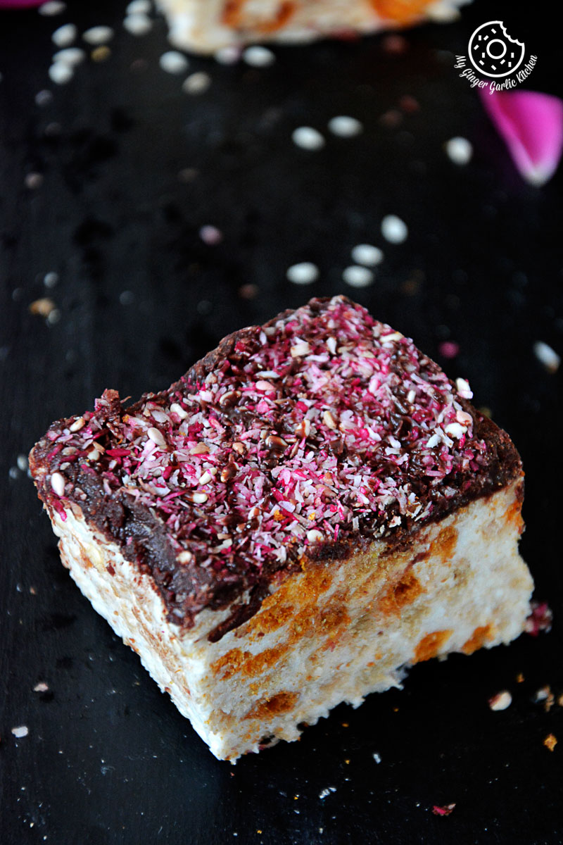 recipe-Toasted-Coconut-Sesame-Rice-Krispie-and-Multigrain-Cheerios-Dark-Chocolate-Bars|mygingergarlickitchen.com/ @anupama_dreams