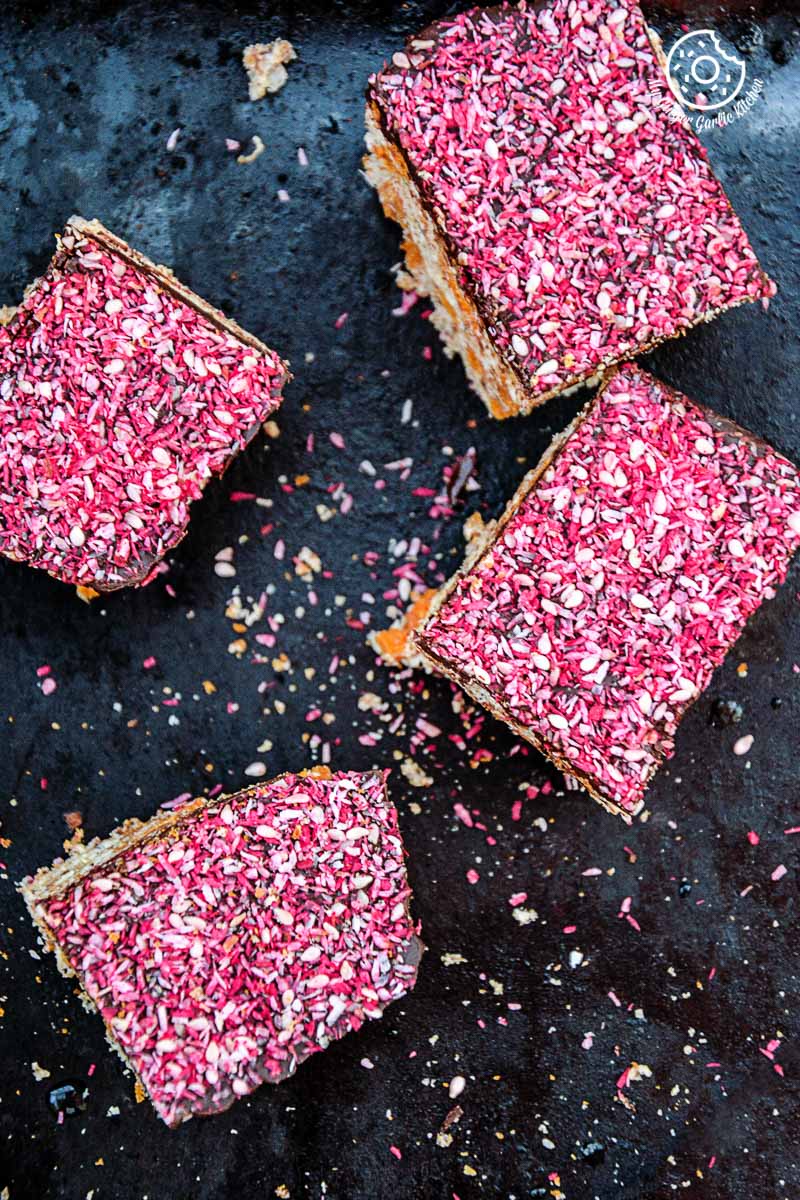 recipe-Toasted-Coconut-Sesame-Rice-Krispie-and-Multigrain-Cheerios-Dark-Chocolate-Bars|mygingergarlickitchen.com/ @anupama_dreams
