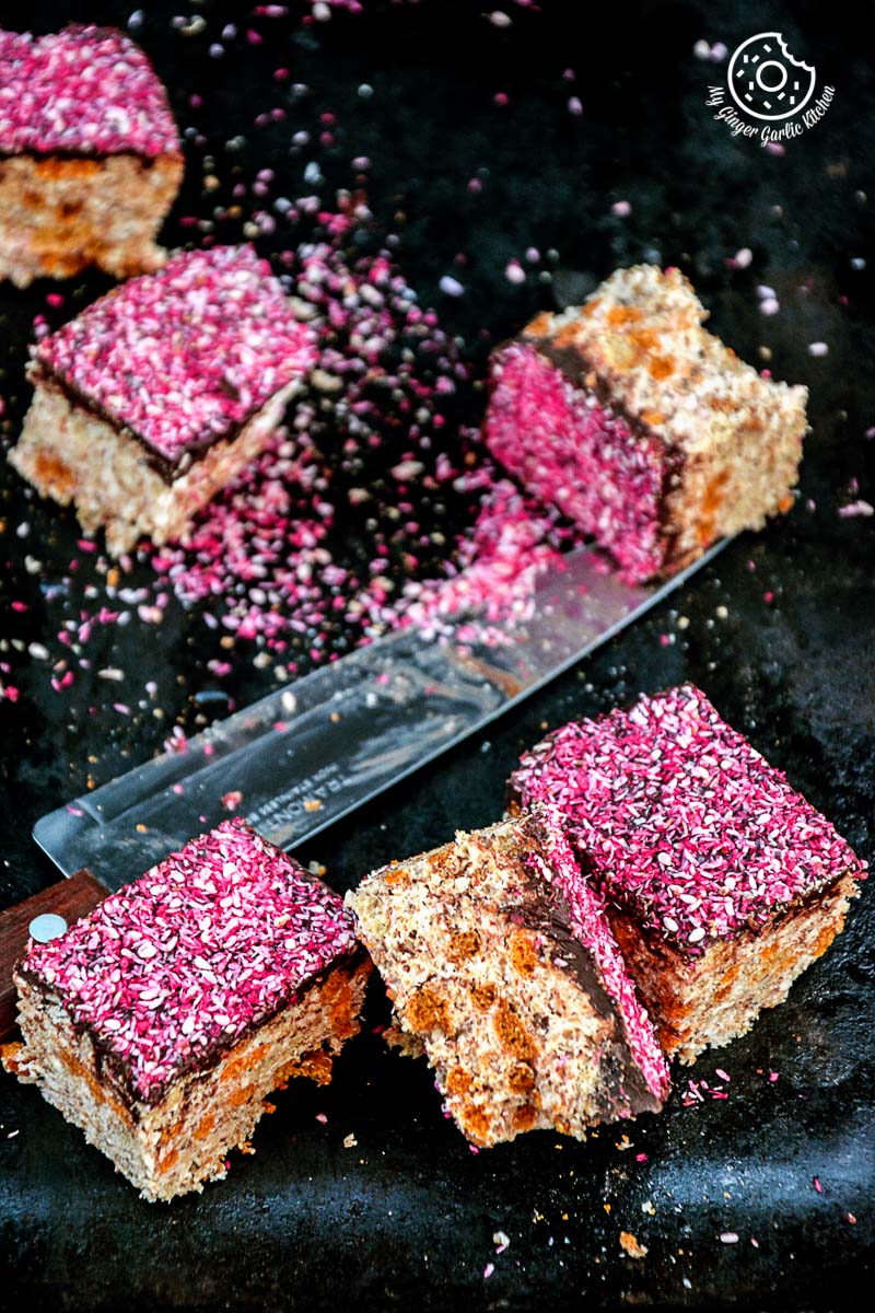 recipe-Toasted-Coconut-Sesame-Rice-Krispie-and-Multigrain-Cheerios-Dark-Chocolate-Bars|mygingergarlickitchen.com/ @anupama_dreams