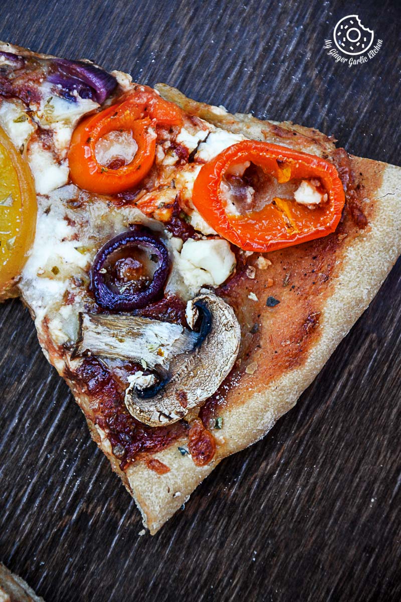 recipe-Wholewheat-Peac-hMushroom-Pizza-with-Feta-and-Fresh-Basil|mygingergarlickitchen.com/ @anupama_dreams