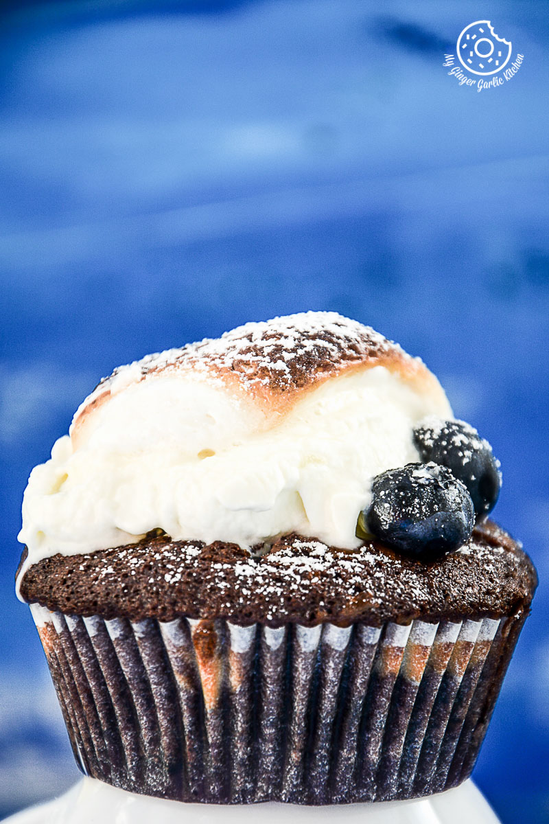 recipe-chocolate-cream-cheese-muffins-with-blueberries|mygingergarlickitchen.com/ @anupama_dreams