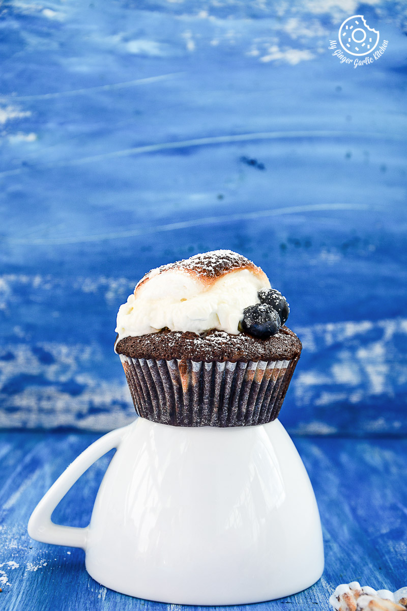 recipe-chocolate-cream-cheese-muffins-with-blueberries|mygingergarlickitchen.com/ @anupama_dreams