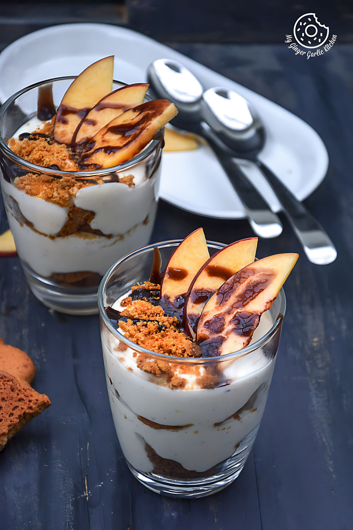 No-Bake Peach Gingerbread Cheesecake Parfait