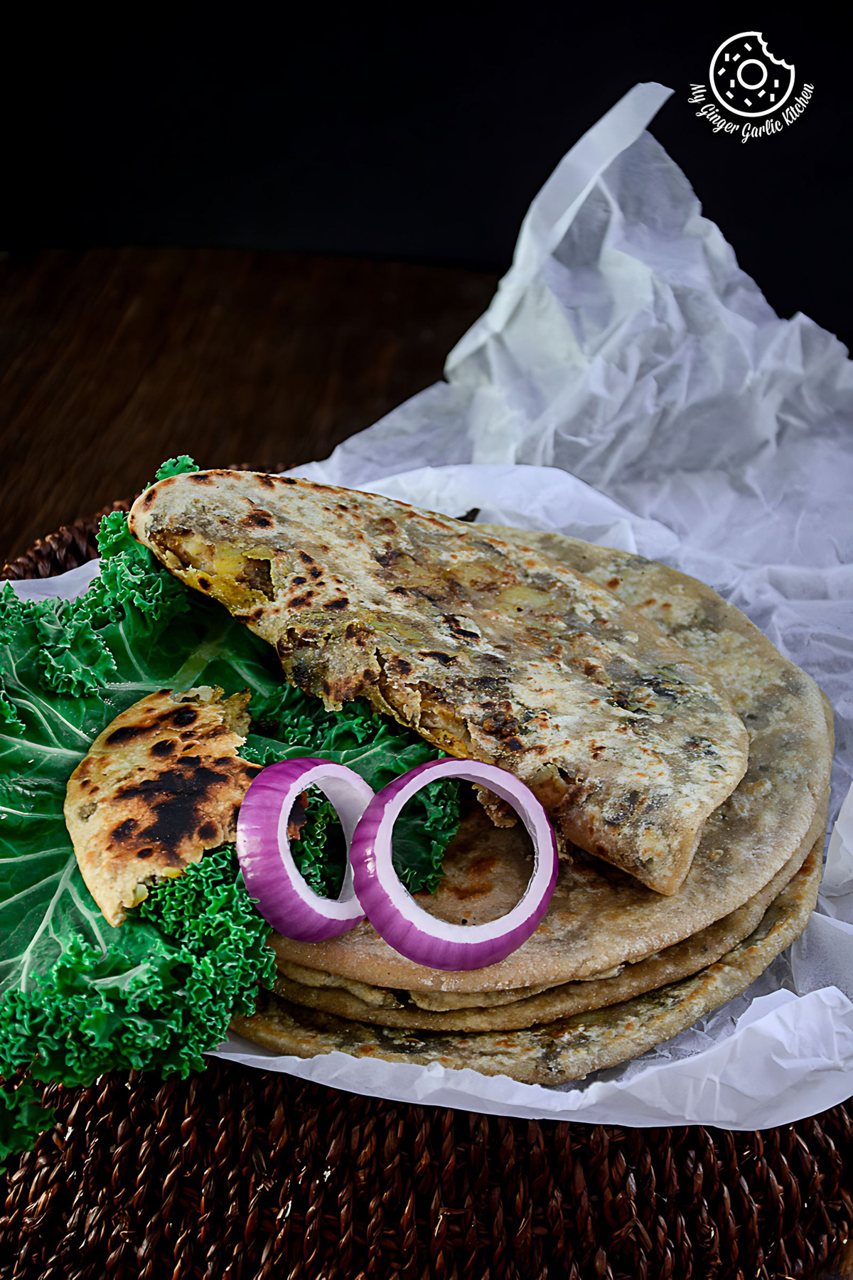 recipes-Mushroom-Kale-Stuffed-Paratha|mygingergarlickitchen.com/ @anupama_dreams
