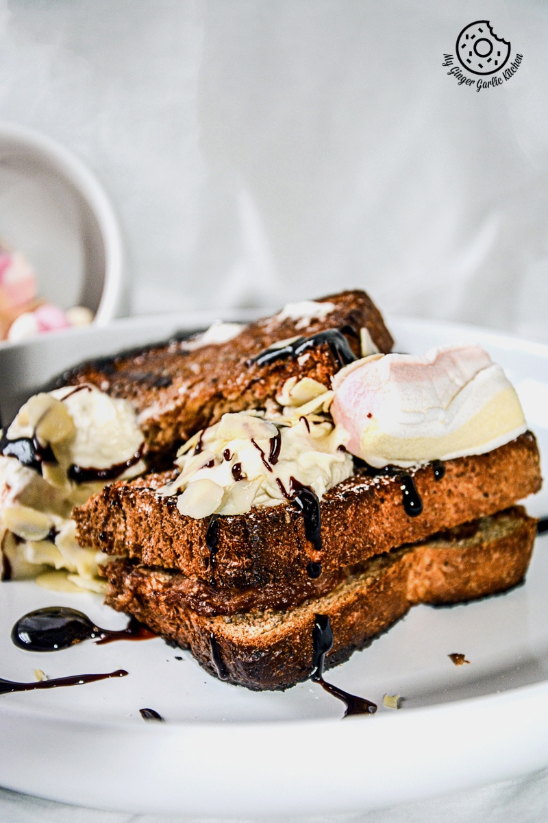 Banana Nutella Stuffed Cardamom Maple Toast | mygingergarlickitchen.com/ @anupama_dreams