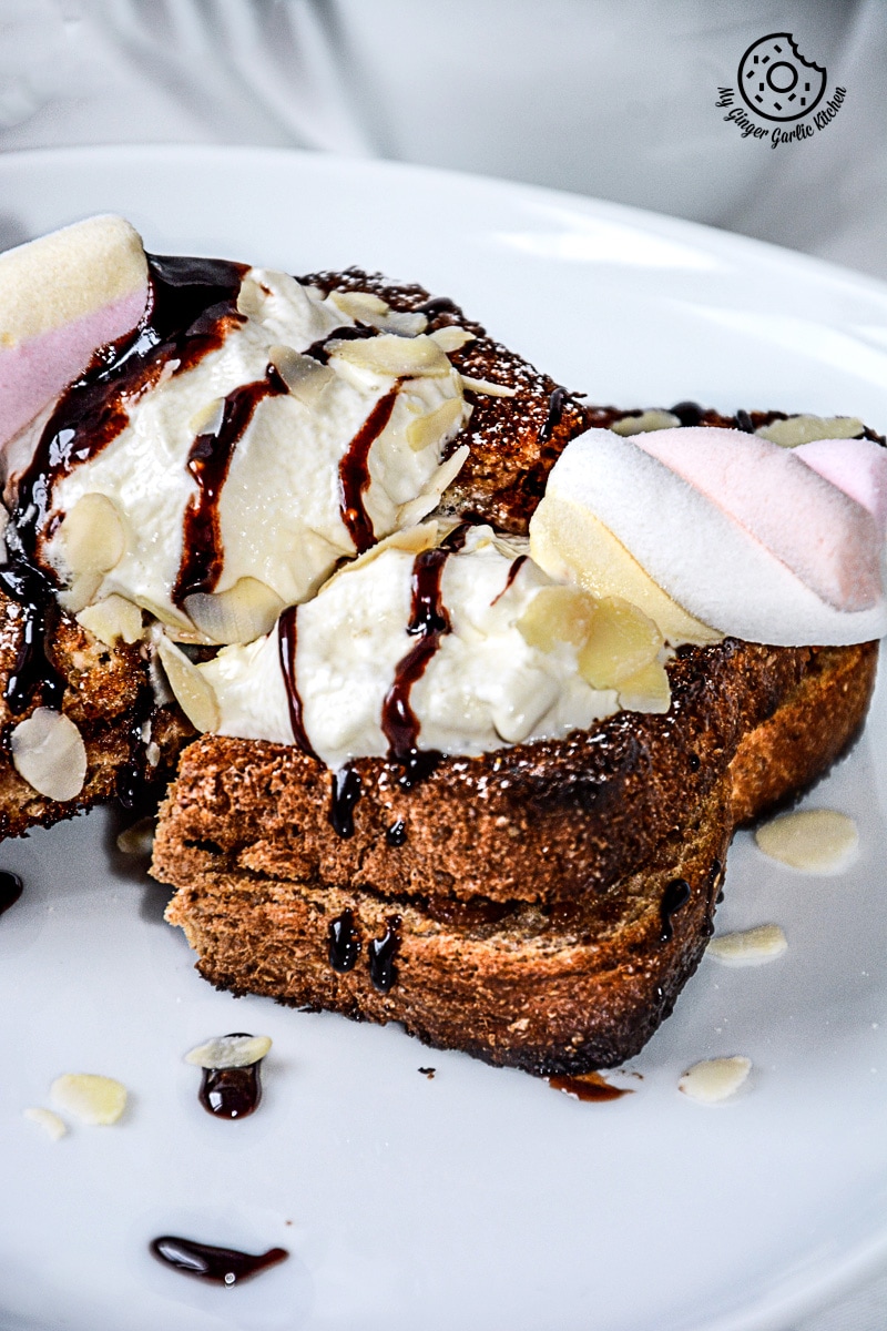 Banana Nutella Stuffed Cardamom Maple Toast | mygingergarlickitchen.com/ @anupama_dreams