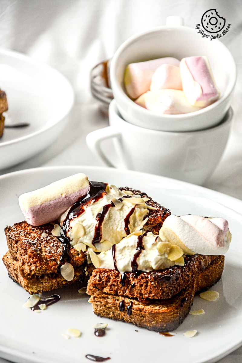 Banana Nutella Stuffed Cardamom Maple Toast | mygingergarlickitchen.com/ @anupama_dreams