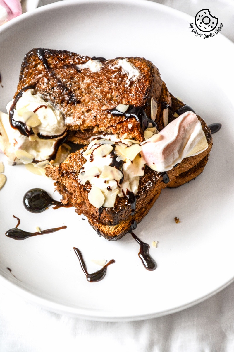 Banana Nutella Stuffed Cardamom Maple Toast | mygingergarlickitchen.com/ @anupama_dreams