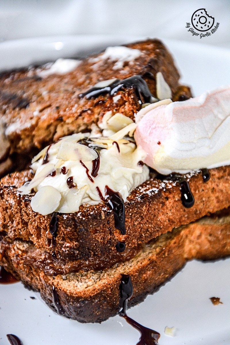 Banana Nutella Stuffed Cardamom Maple Toast | mygingergarlickitchen.com/ @anupama_dreams