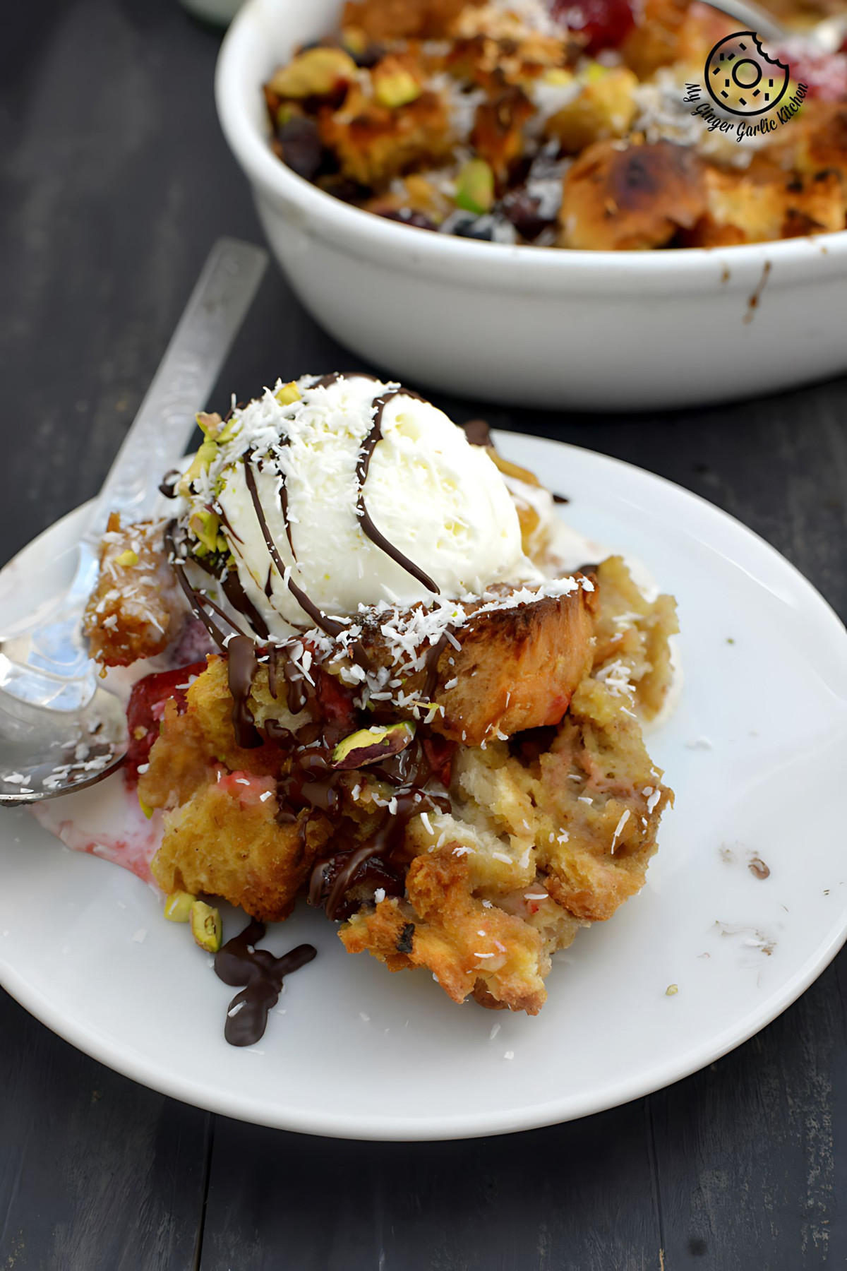 Banana Strawberry Bread Pudding (Video)