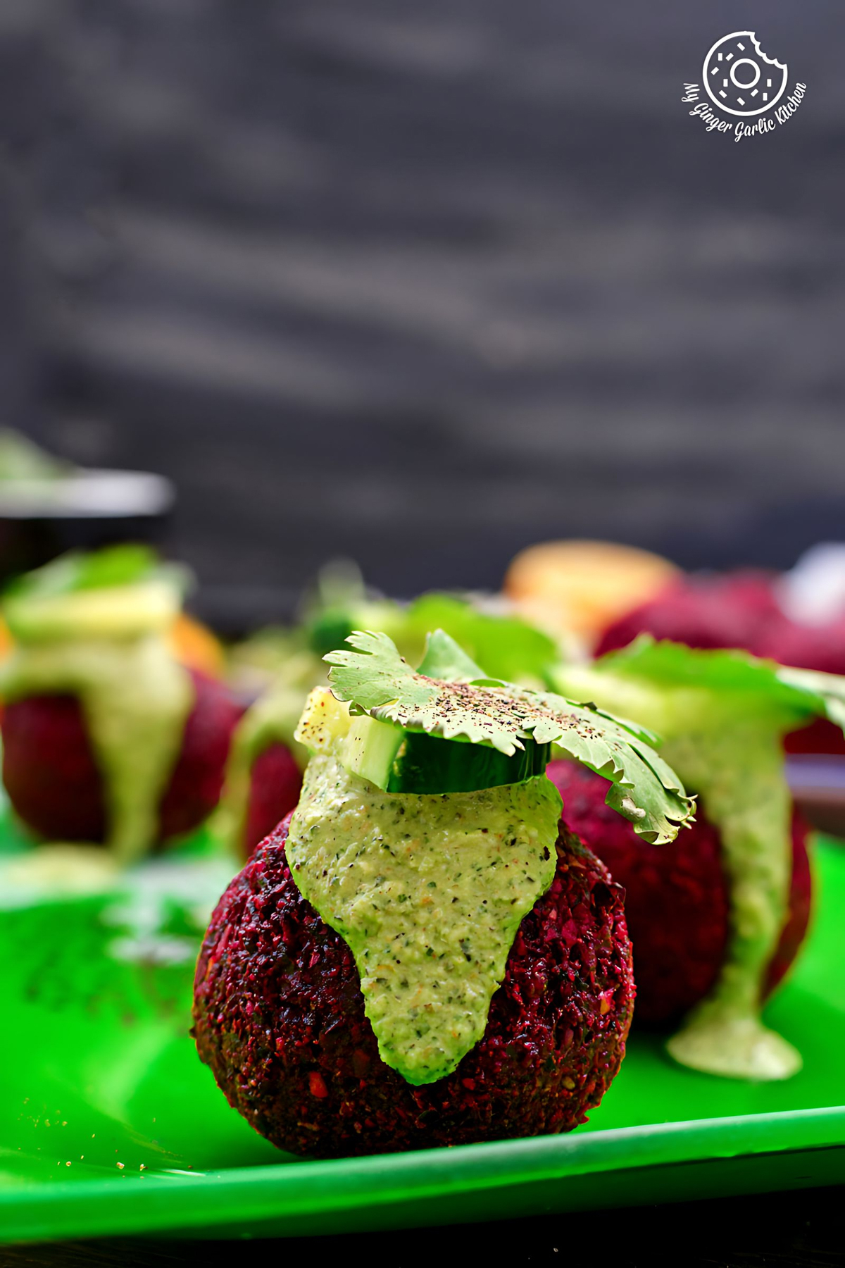Image of Roast Beetroot Falafel Recipe + Green Tahini Dip