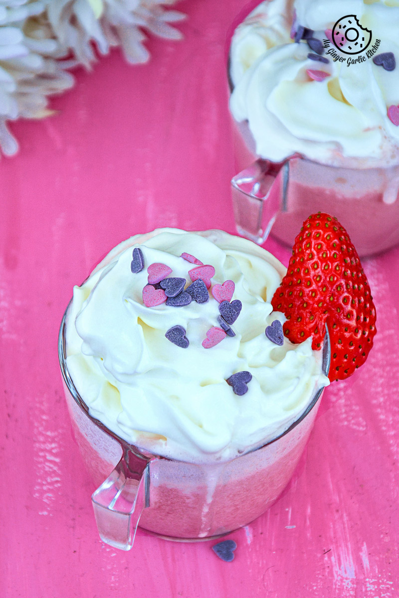 Strawberry White Hot Chocolate| mygingergarlickitchen.com/ @anupama_dreams