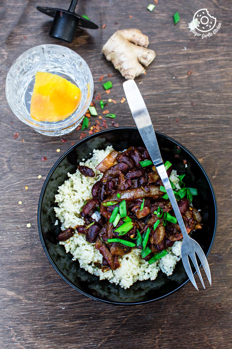 Couscous With Sauteed Mushroom Kidney Beans | mygingergarlickitchen.com/ @anupama_dreams
