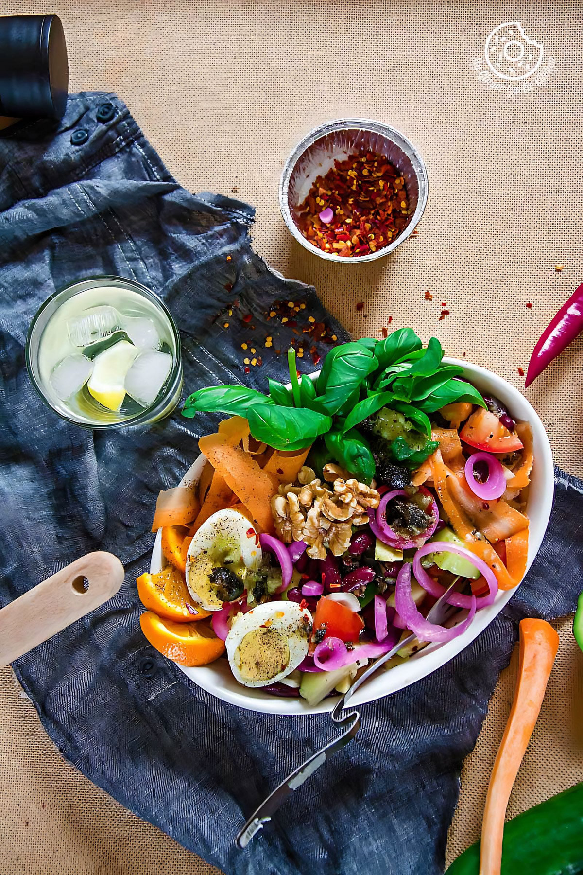 Avocado Tomato Cucumber Salad with Kiwi Dressing