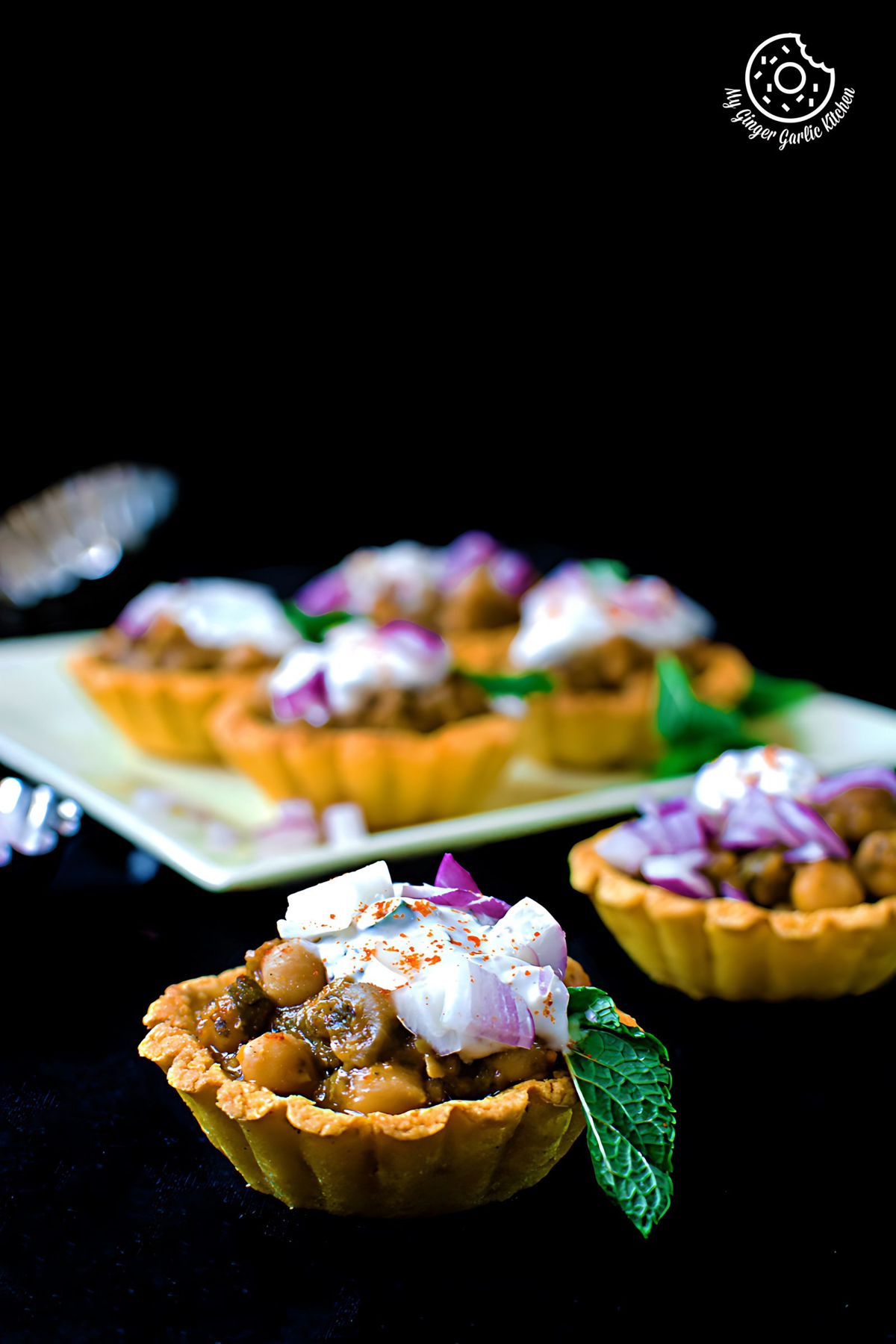 Mint Chickpea Cornmeal Tart - Pudina Chola (Zero Oil)