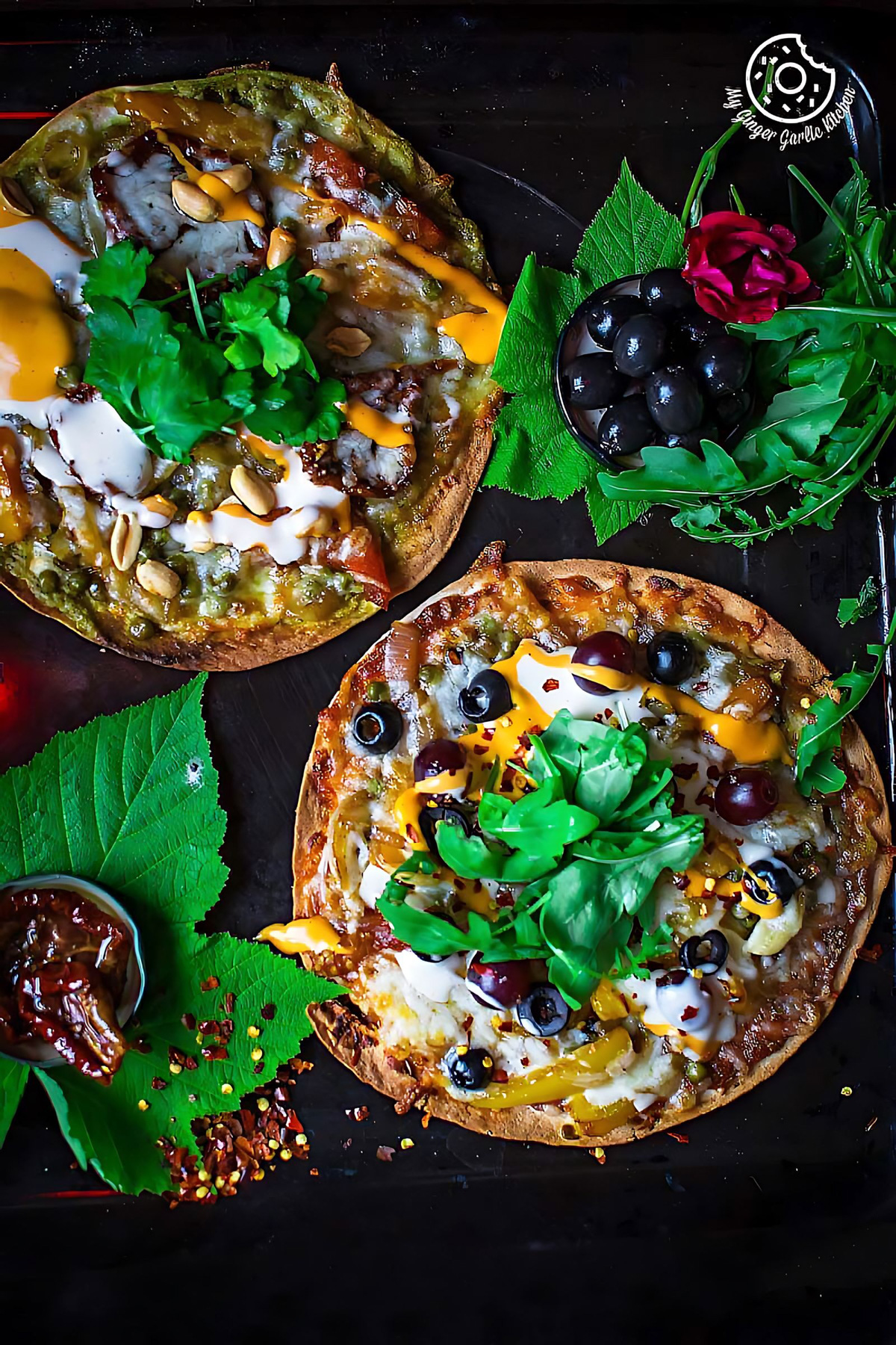 Tortilla Pizza Caramelized Veggie Tortizza (2 ways)