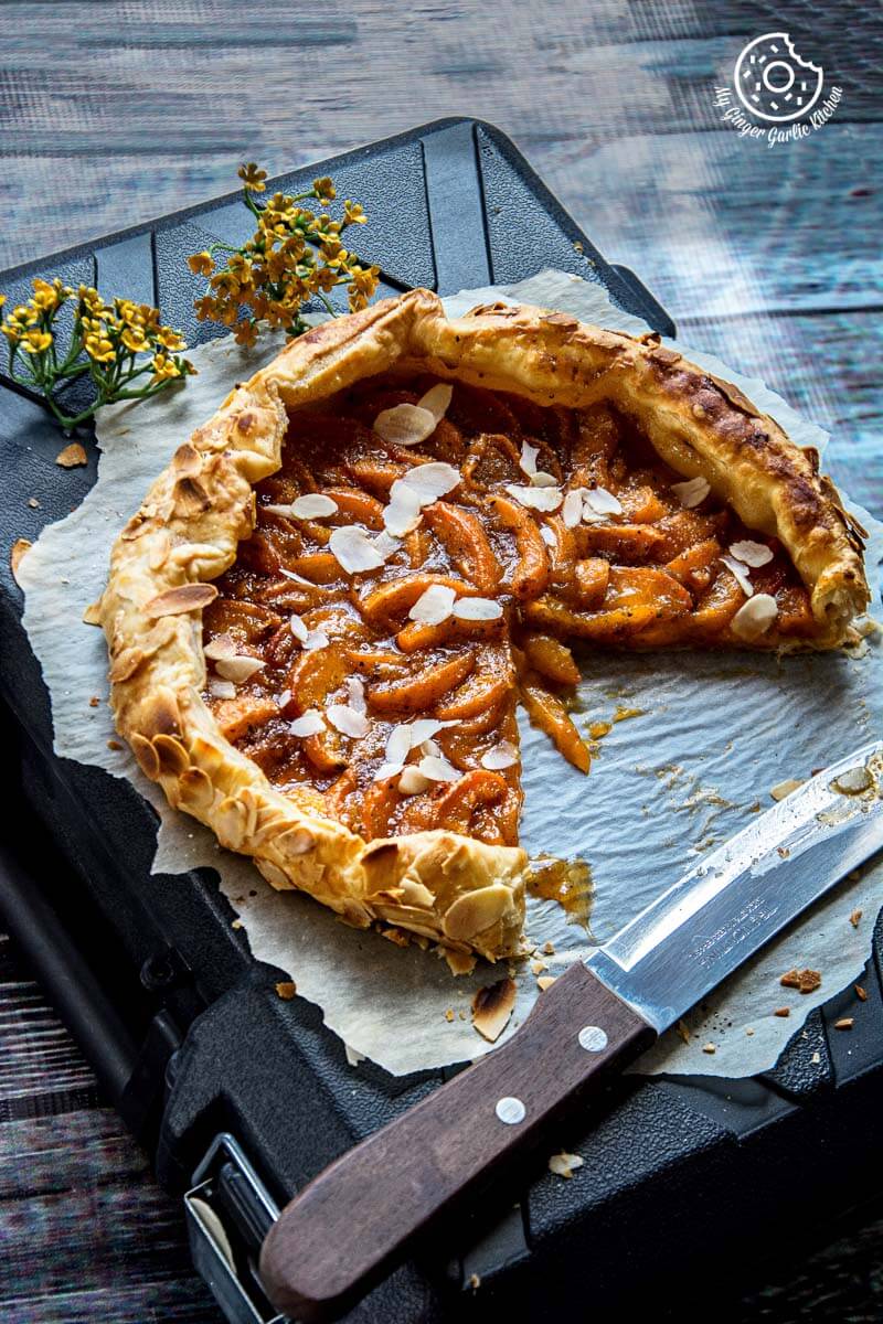Apricot Galette with Almond Topping | mygingergarlickitchen.com/ @anupama_dreams