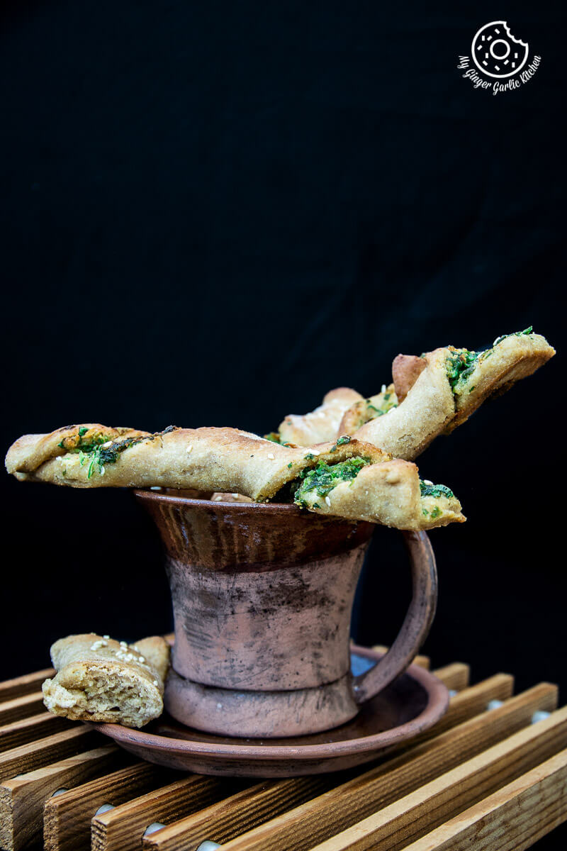 Pizza Dough Twists With Parsley And Sesame | mygingergarlickitchen.com/ @anupama_dreams