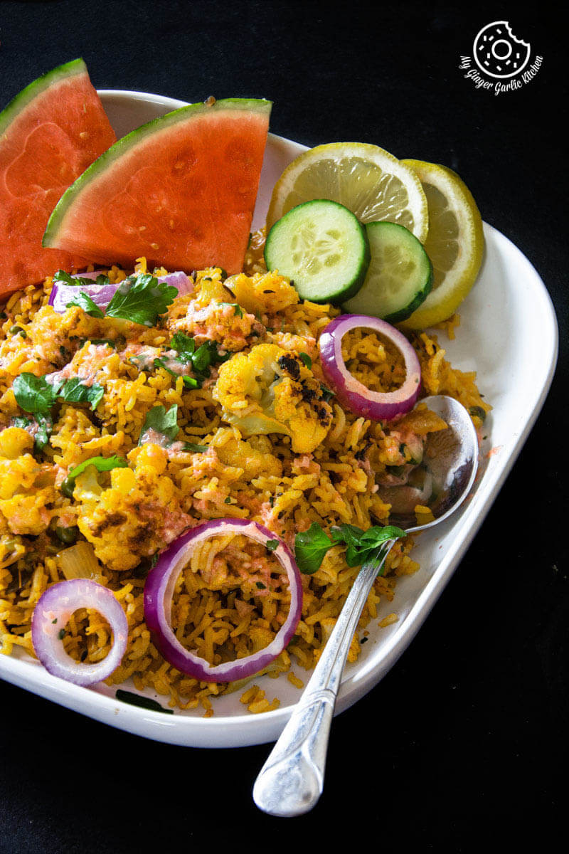 Roasted Cauliflower Pilaf Recipe + Video (With Watermelon Sauce) | My ...