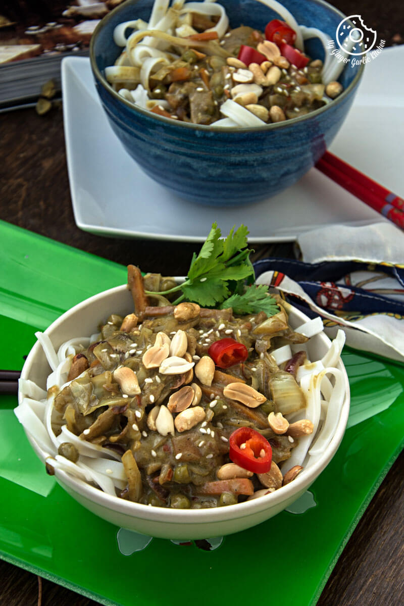 Vegan Thai Green Curry Vegetable Noddles | mygingergarlickitchen.com/ @anupama_dreams