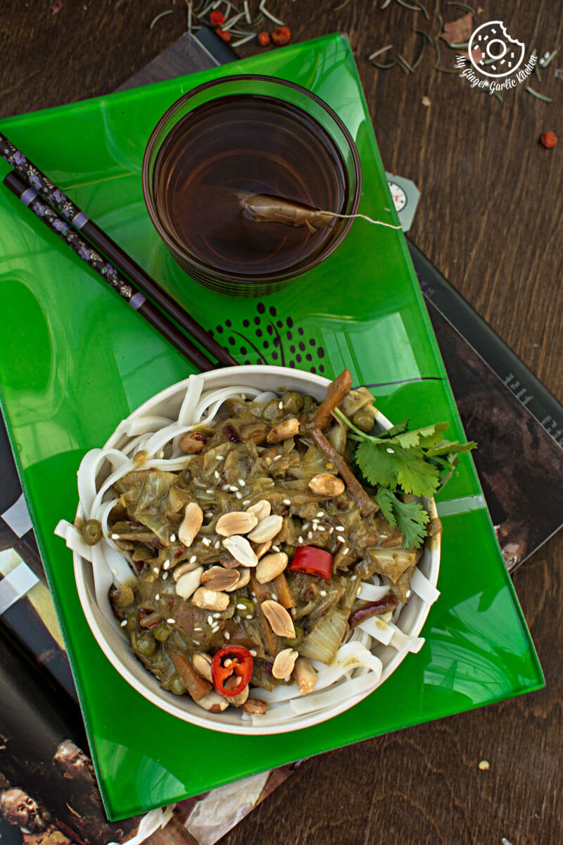 Vegan Thai Green Curry Vegetable Noddles | mygingergarlickitchen.com/ @anupama_dreams