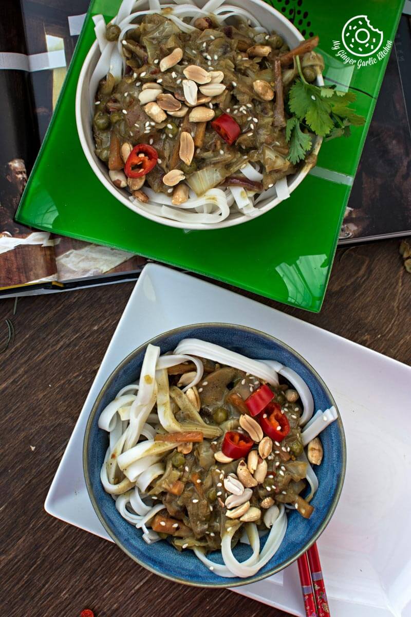 Vegan Thai Green Curry Vegetable Noodles