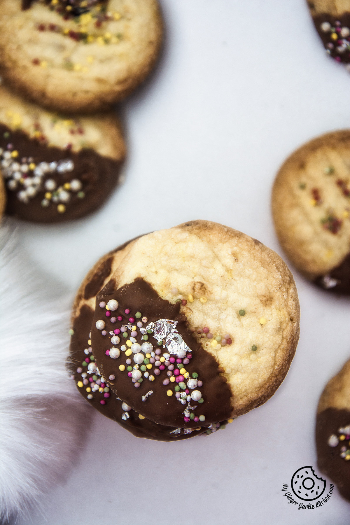 Chocolate Dipped Shortbread Cranberry Cookies